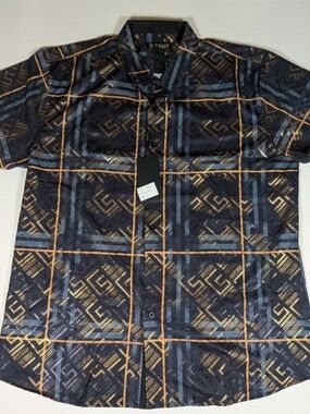 CHUXX Black & Gold Geometric Plaid Short-Sleeve Shirt